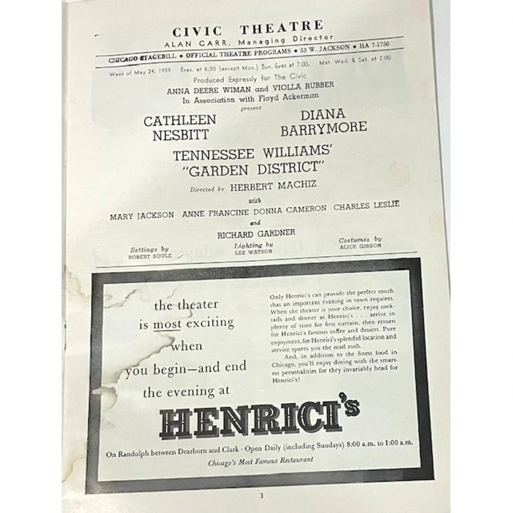 Lot of 4 Vintage 1950's Chicago Stagebill   